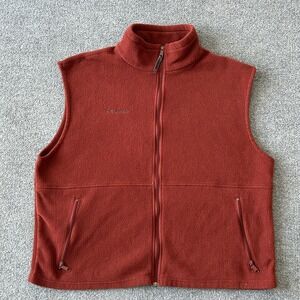 Columbia Vest Mens 2XL Red Fleece Full Zip Pockets Outdoor Hiking WM1480